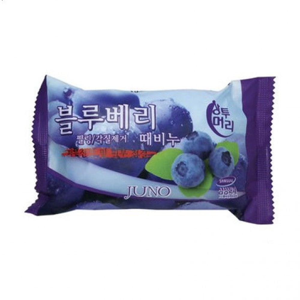 Тверде мило-пілінг для обличчя Juno Blueberry з екстрактом чорниці, 150 г