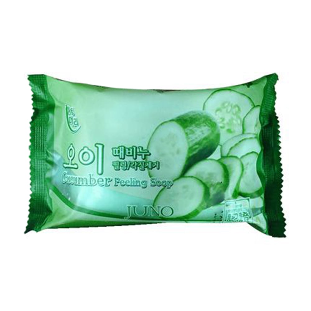 Тверде мило-пілінг для обличчя Juno Cucumber з екстрактом огірка, 150 г